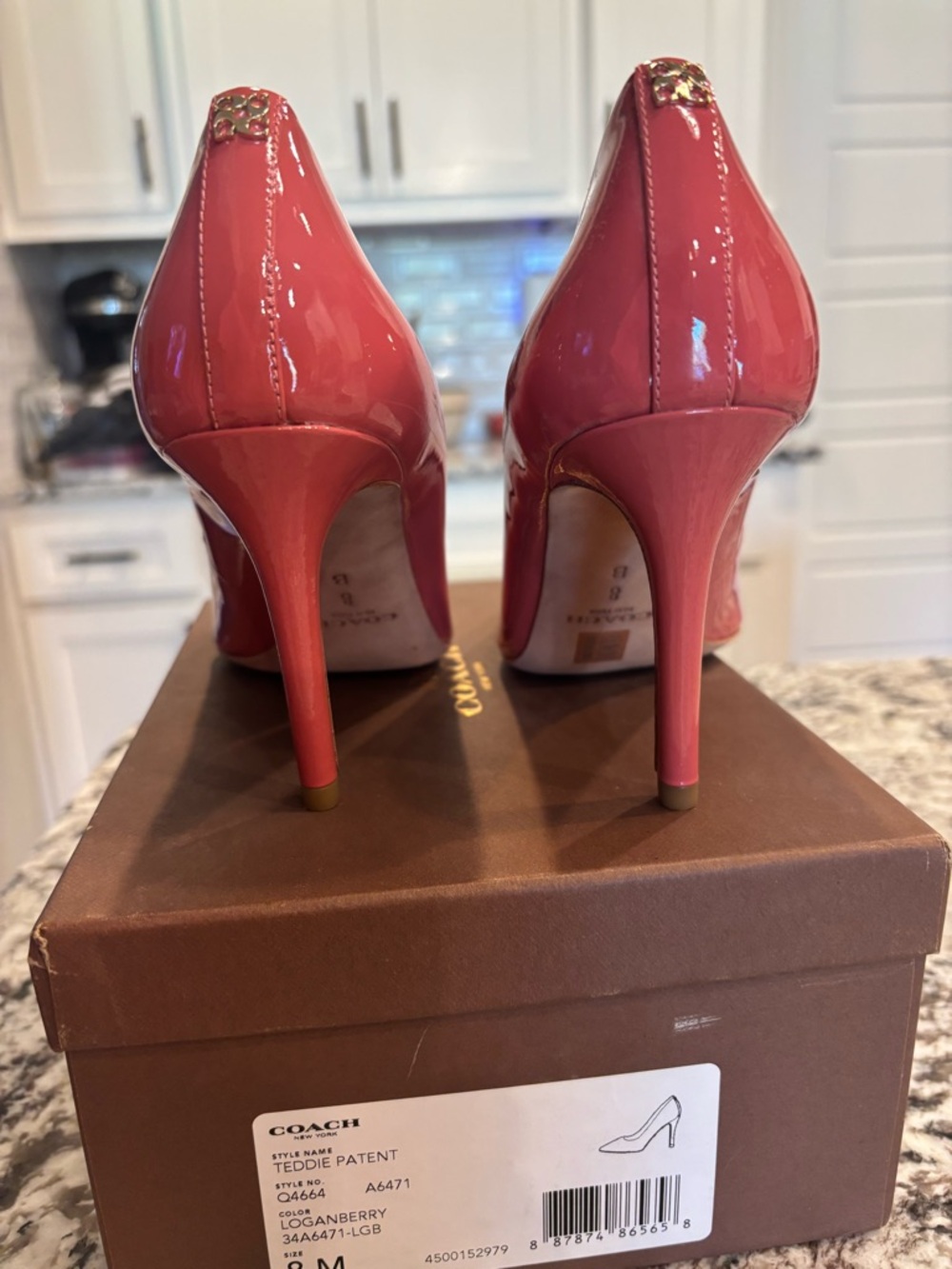 Coach Teddie Patent Pointed-Toe Pumps in Loganberry Pink - Picture 6 of 8